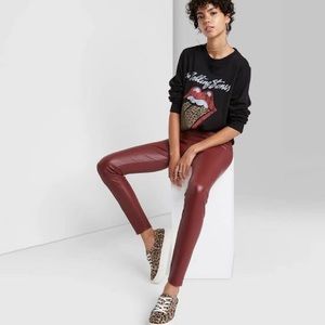 Red high waisted Wild Fable faux leather leggings